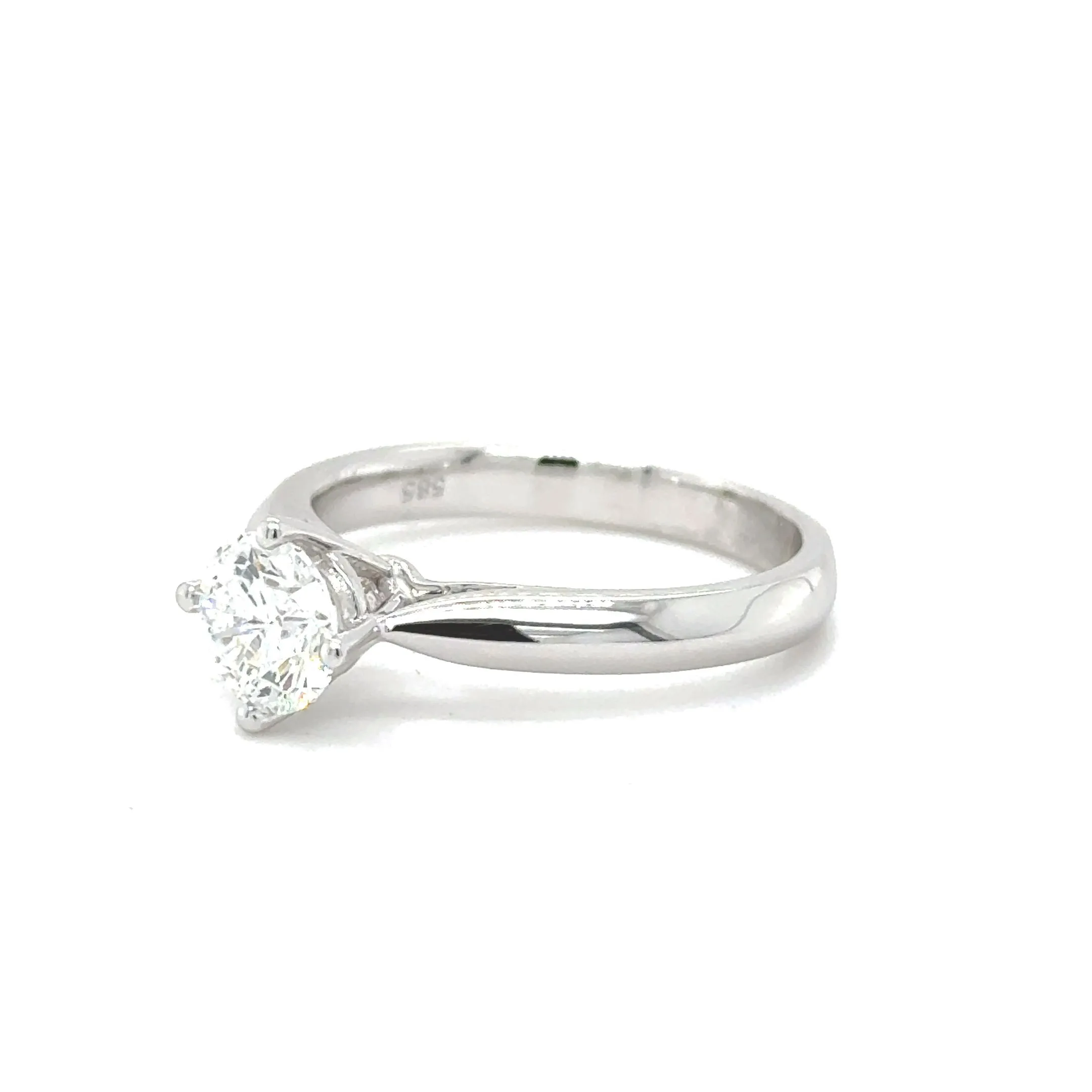 14K White Gold 0.50ct Round Diamond Solitaire Engagement Ring