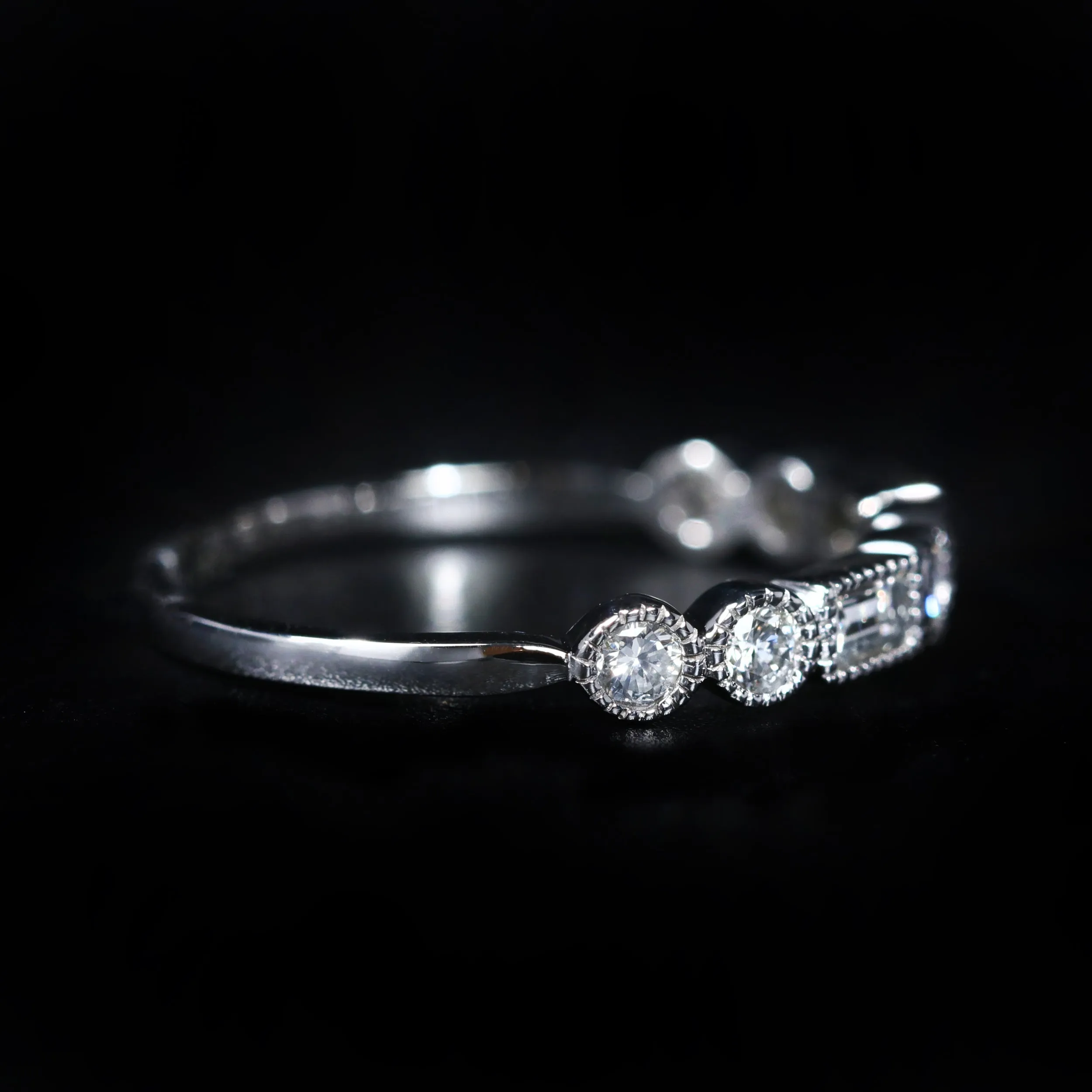 14K White Gold 0.52 CTW Baguette and Round Brilliant Cut Diamond Band