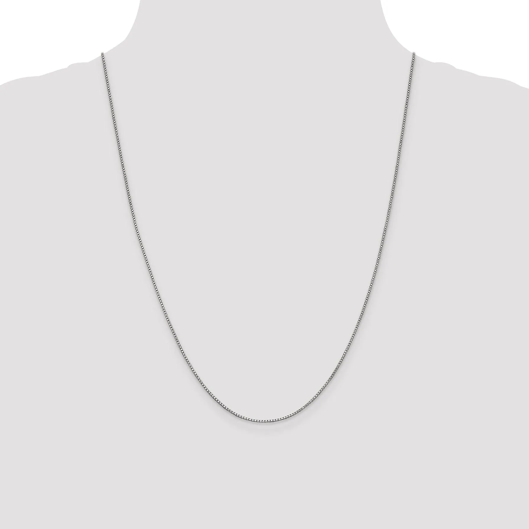 14k White Gold 0.95mm Polished Solid Box Chain