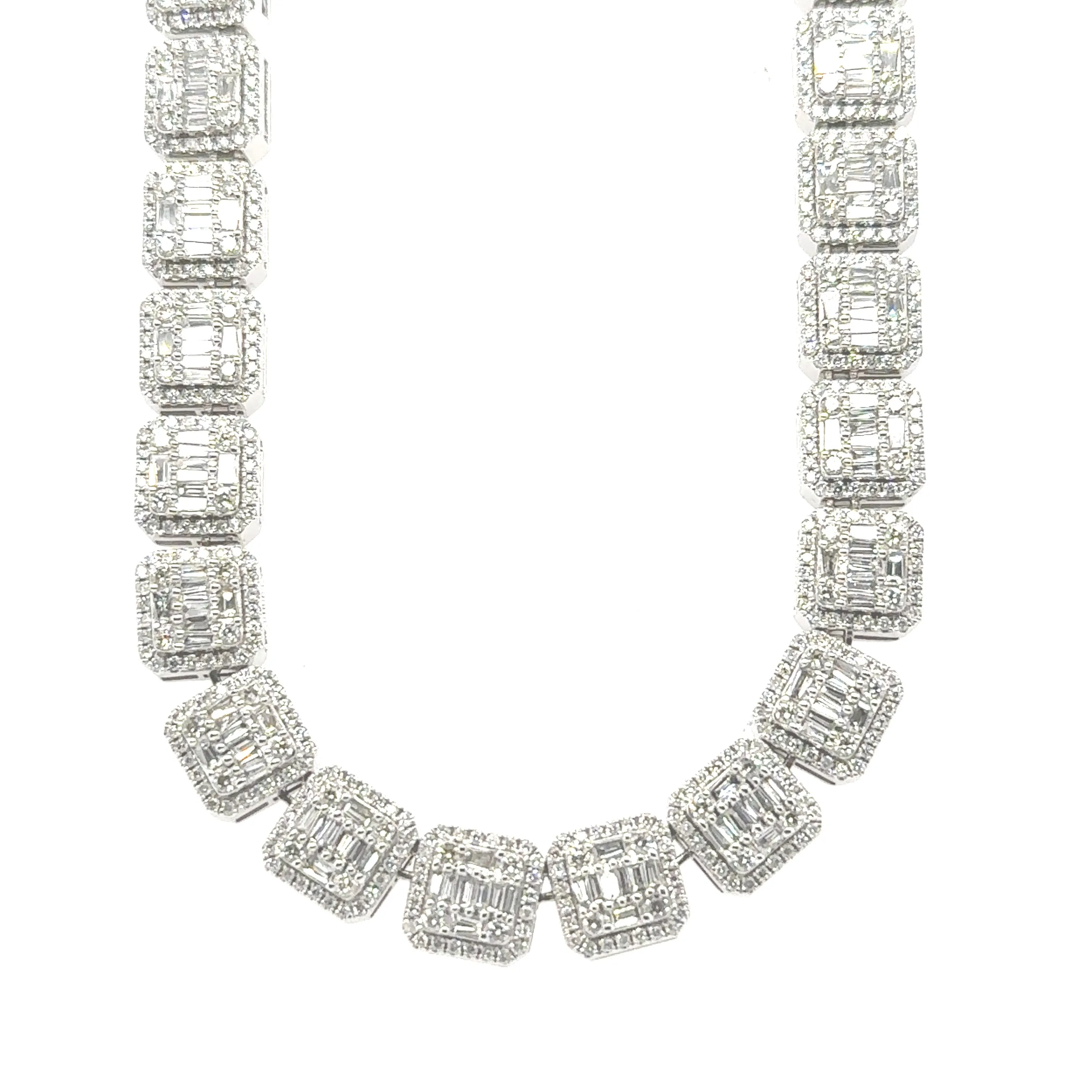 14K White Gold 13.50ct Diamond Tennis Necklace (22-inch)