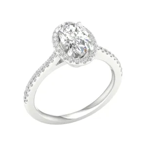 14K White Gold 1.80ctw Oval Lab Grown Diamond Halo Engagement Ring