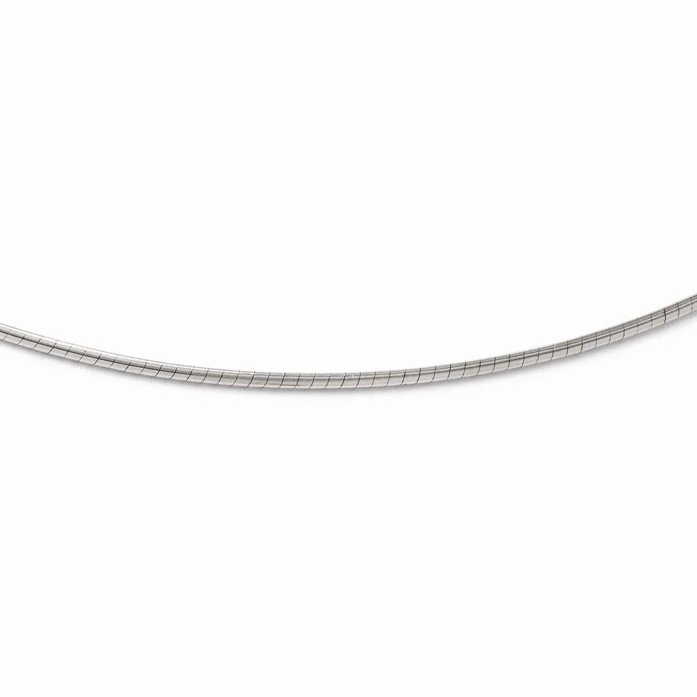 14k White Gold 2mm Round Omega Necklace