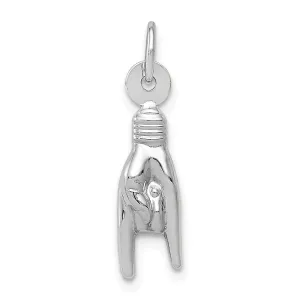 14k White Gold 3-D Good Luck Hand Pendant