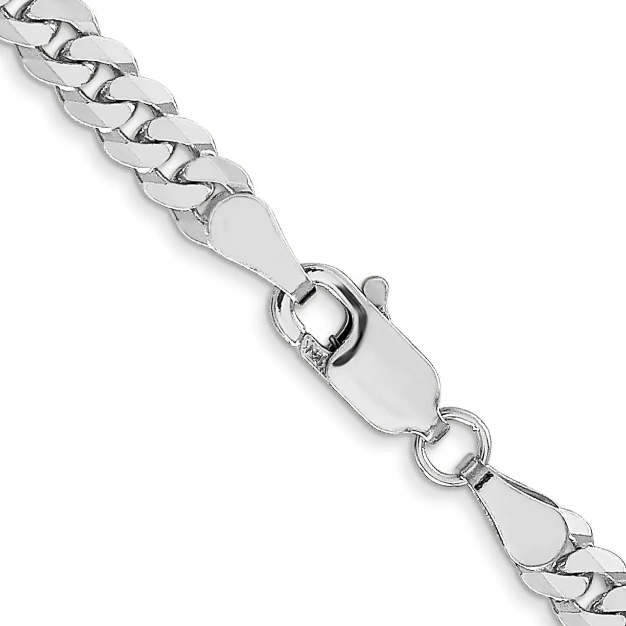 14k White Gold 3.9mm Flat Curb Chain