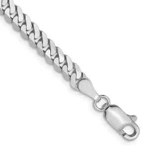 14k White Gold 3.9mm Flat Curb Chain