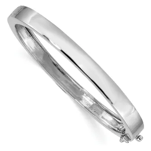 14k White Gold 6.3MM Casted Hinged Bangle Bracelet