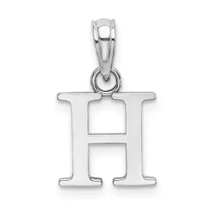 14K White Gold Block Design Small Letter H Initial Charm Pendant