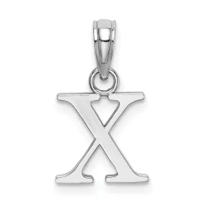 14K White Gold Block Design Small Letter X Initial Charm Pendant