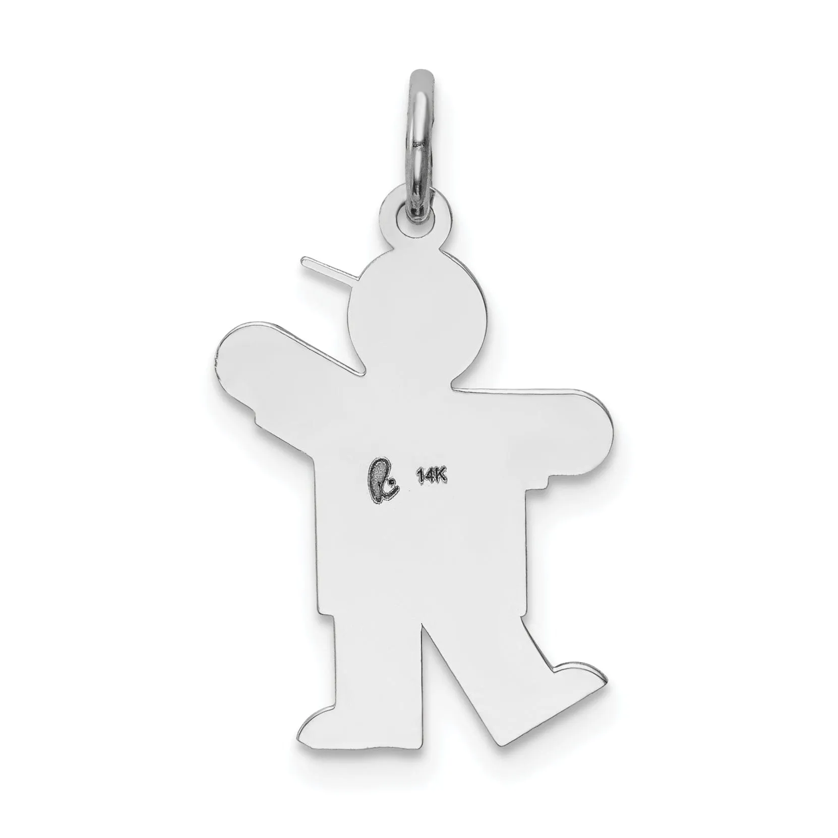 14k White Gold Boy With Hat Kiss Charm