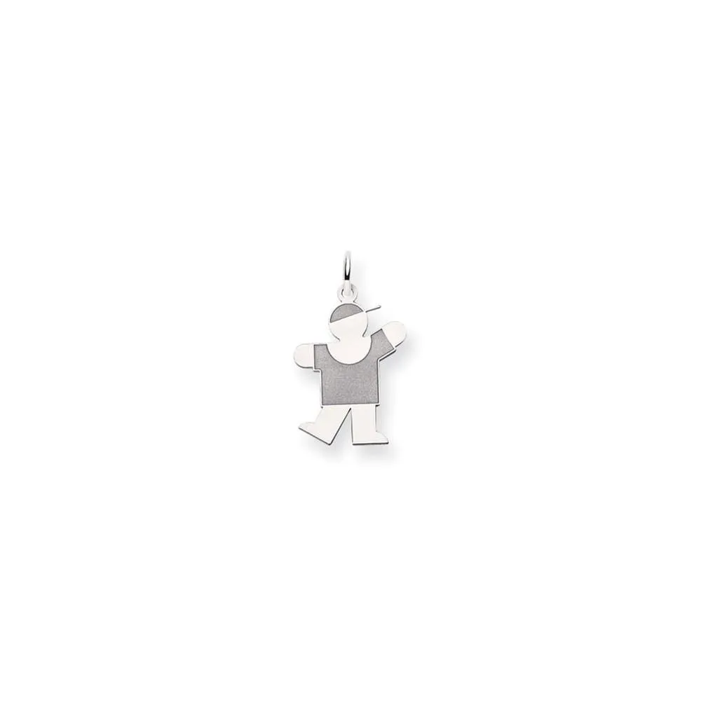 14k White Gold Boy With Hat Kiss Charm