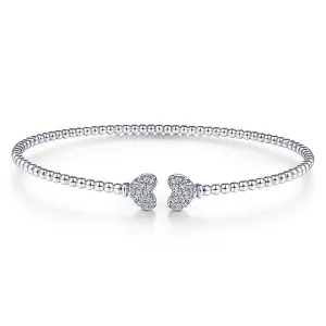 14K White Gold Bujukan Diamond Hearts Split Bangle