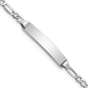 14K White Gold Childrens Figaro ID Bracelet