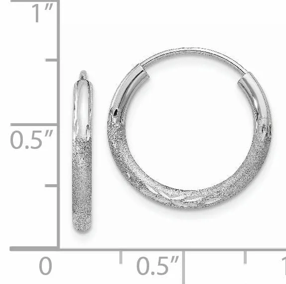 14k White Gold D.C Endless Hoop Earrings 2mm x 14mm