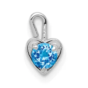 14k White Gold December Birthstone Heart Charm