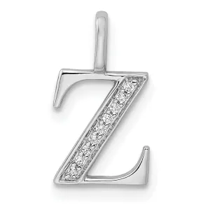 14K White Gold Diamond 0.032-CT Letter Z Initial Charm Pendant