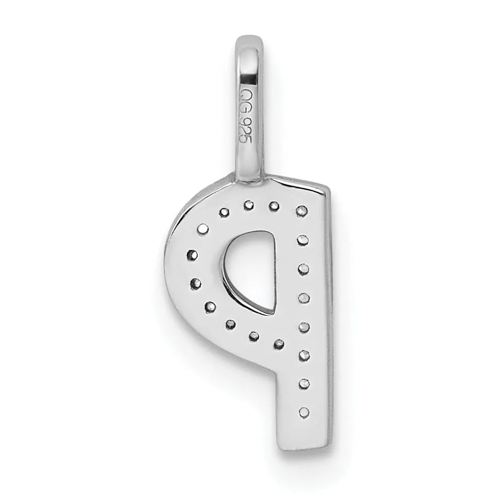 14K White Gold Diamond 0.06-CT Lower Case Style P Initial Charm