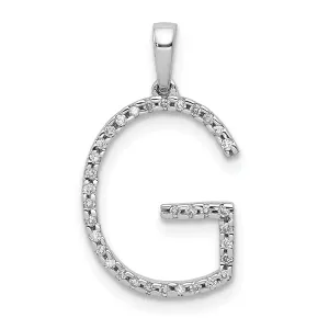 14K White Gold Diamond 0.102-CT Block Letter G Initial Charm Pendant