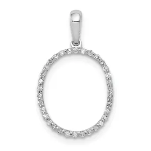 14K White Gold Diamond 0.102-CT Block Letter O Initial Charm Pendant