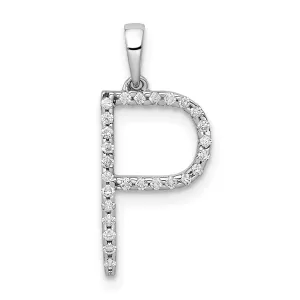 14K White Gold Diamond 0.108-CT Block Letter P Initial Charm Pendant