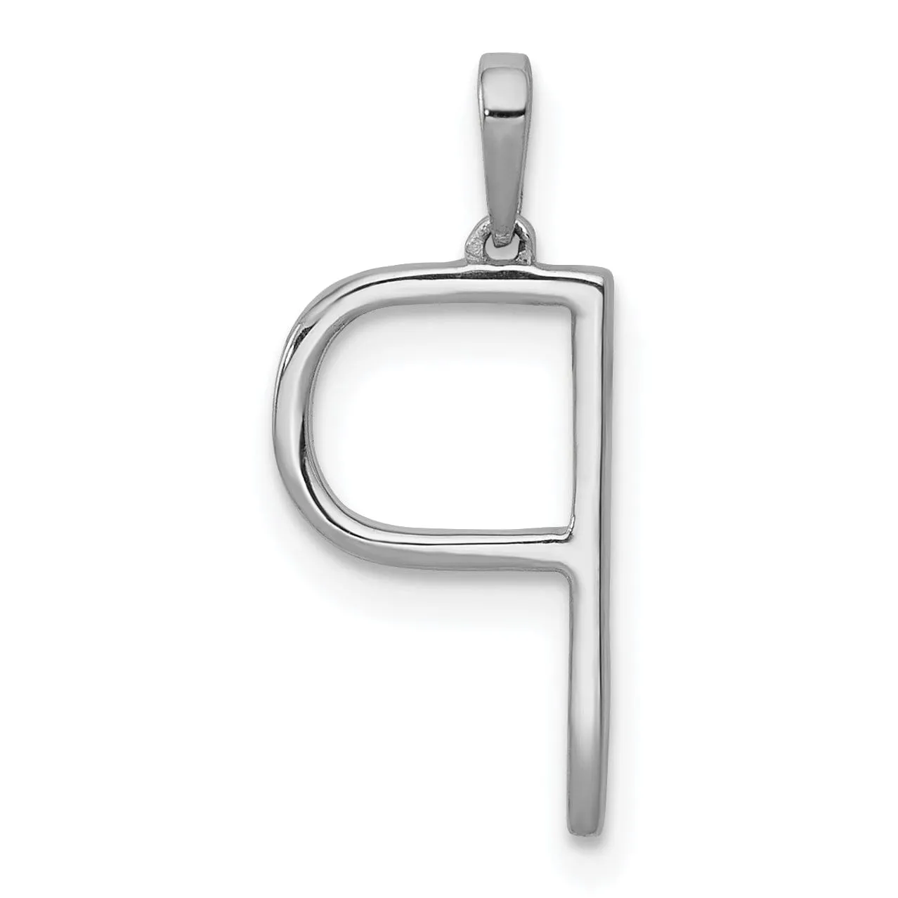 14K White Gold Diamond 0.108-CT Block Letter P Initial Charm Pendant