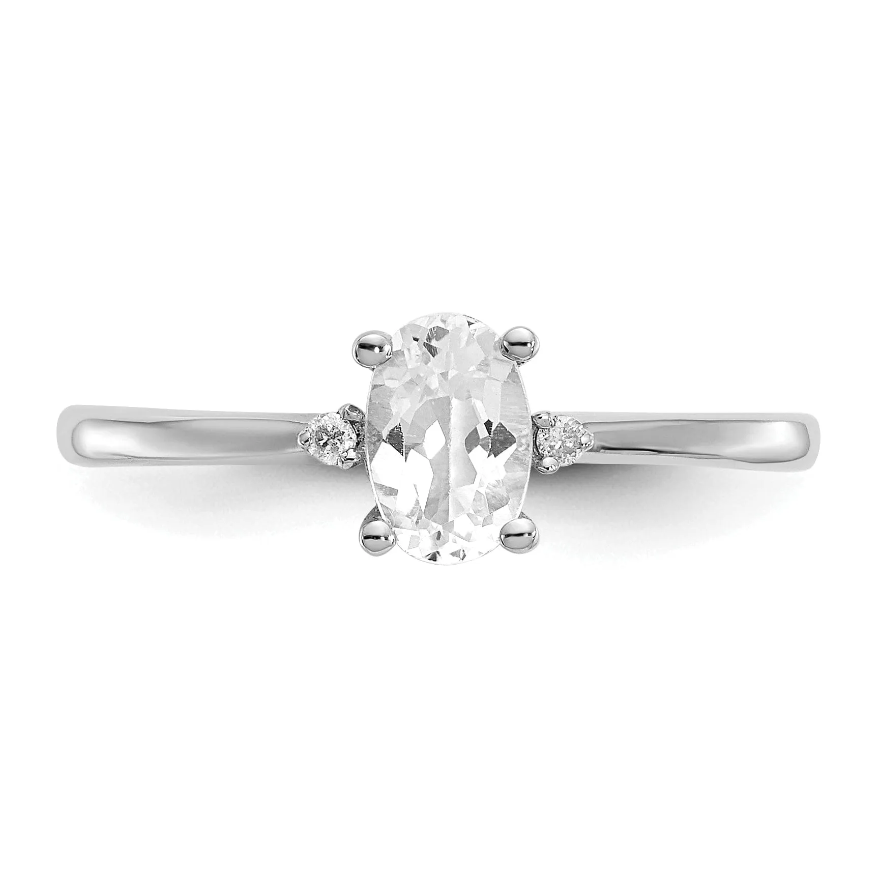 14k White Gold Diamond White Topaz Ring