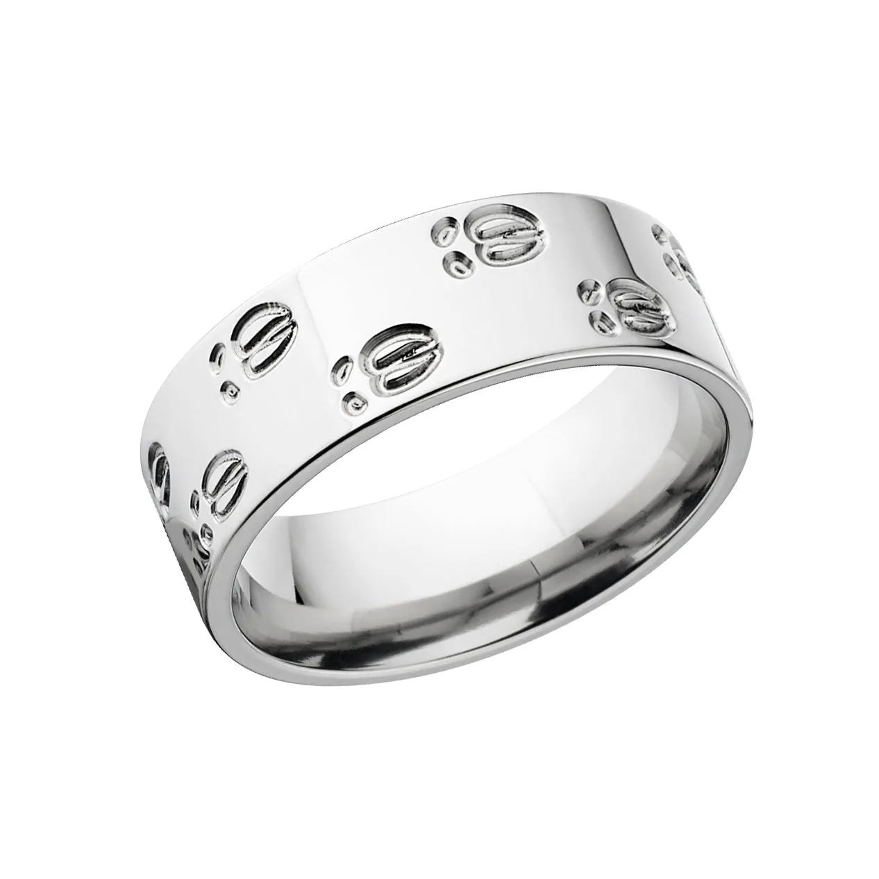 14k White Gold Elk Track Ring - Men's Wedding Bands