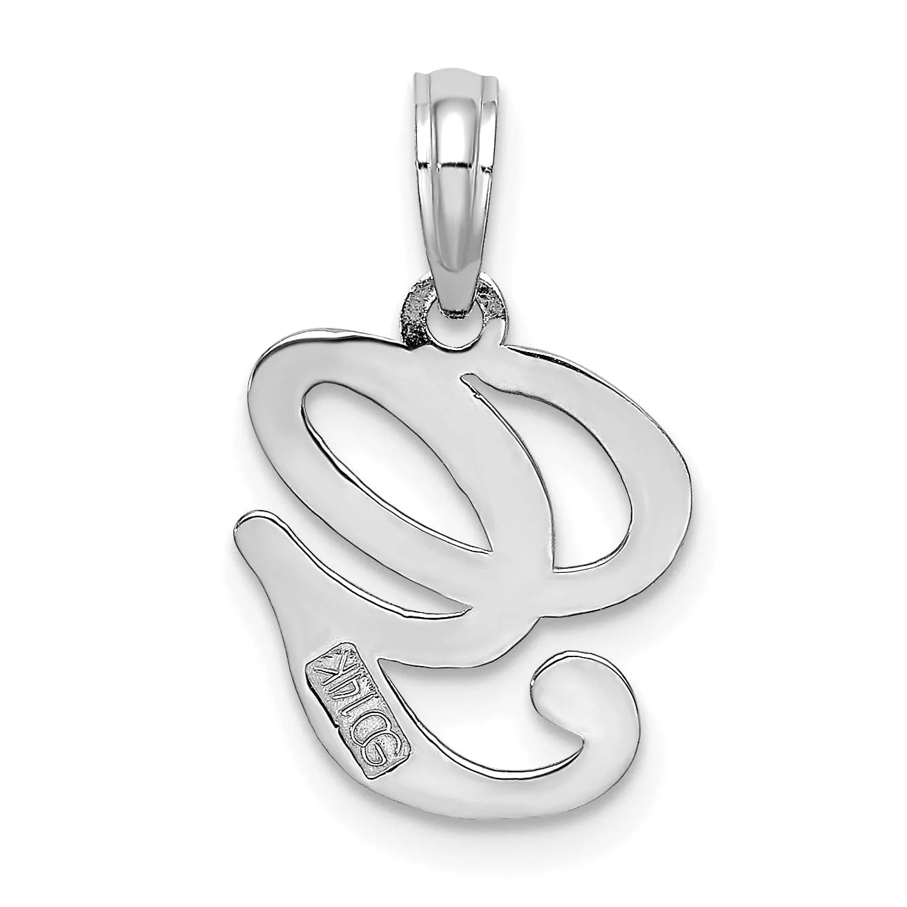 14K White Gold Fancy Script Design Letter G Initial Pendant