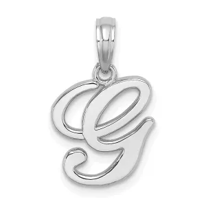 14K White Gold Fancy Script Design Letter G Initial Pendant