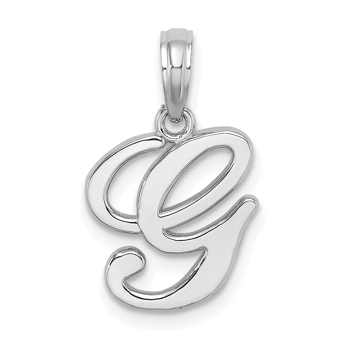 14K White Gold Fancy Script Design Letter G Initial Pendant