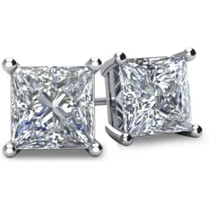 14K White Gold Filled 1.5 ct Square Stud Earrings