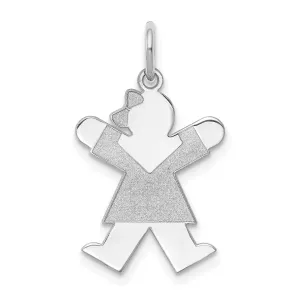 14k White Gold Girl With Bow Joy Charm