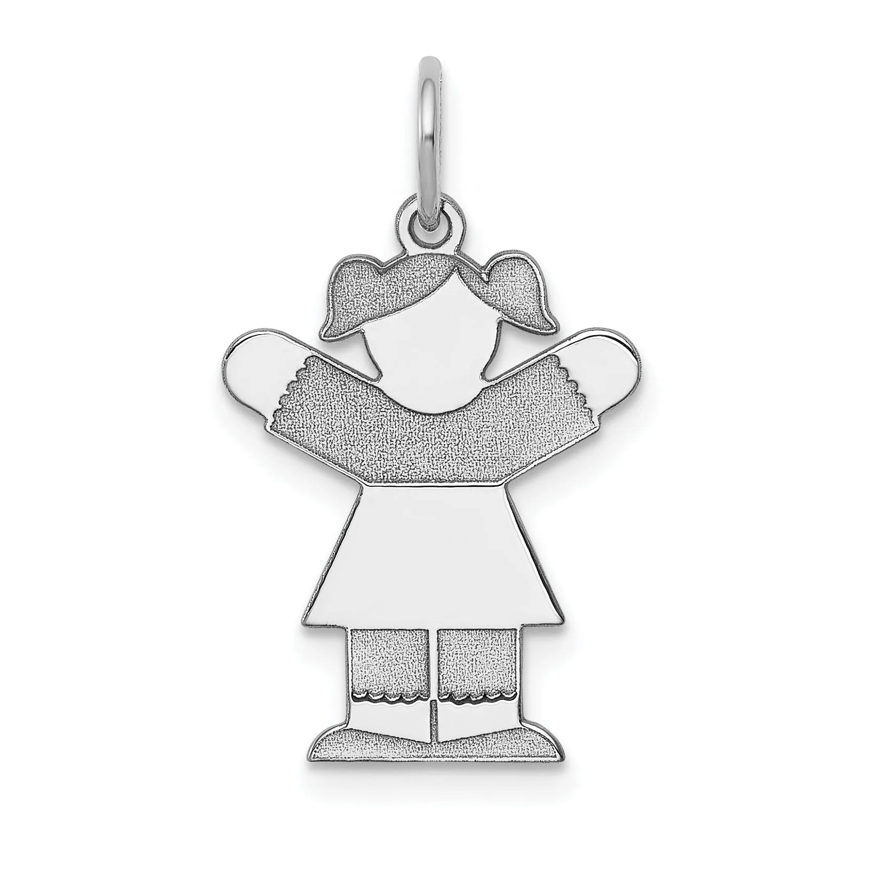 14k White Gold Girl With Pigtails Love Charm