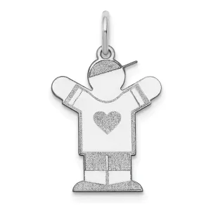 14k White Gold Heart Boy With Hat Love Charm