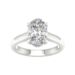 14K White Gold Lab Grown 2.99ct Oval Solitaire Diamond Engagement Ring