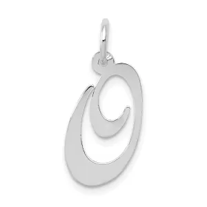 14K White Gold Medium Size Fancy Script Design Letter O Initial Pendant