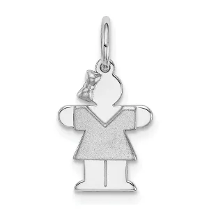 14k White Gold Mini Girl With Bow Hugs Charm