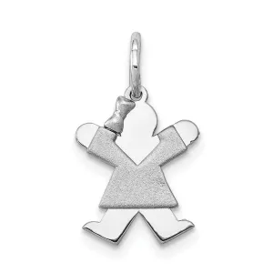 14k White Gold Mini Girl With Bow Joy Charm