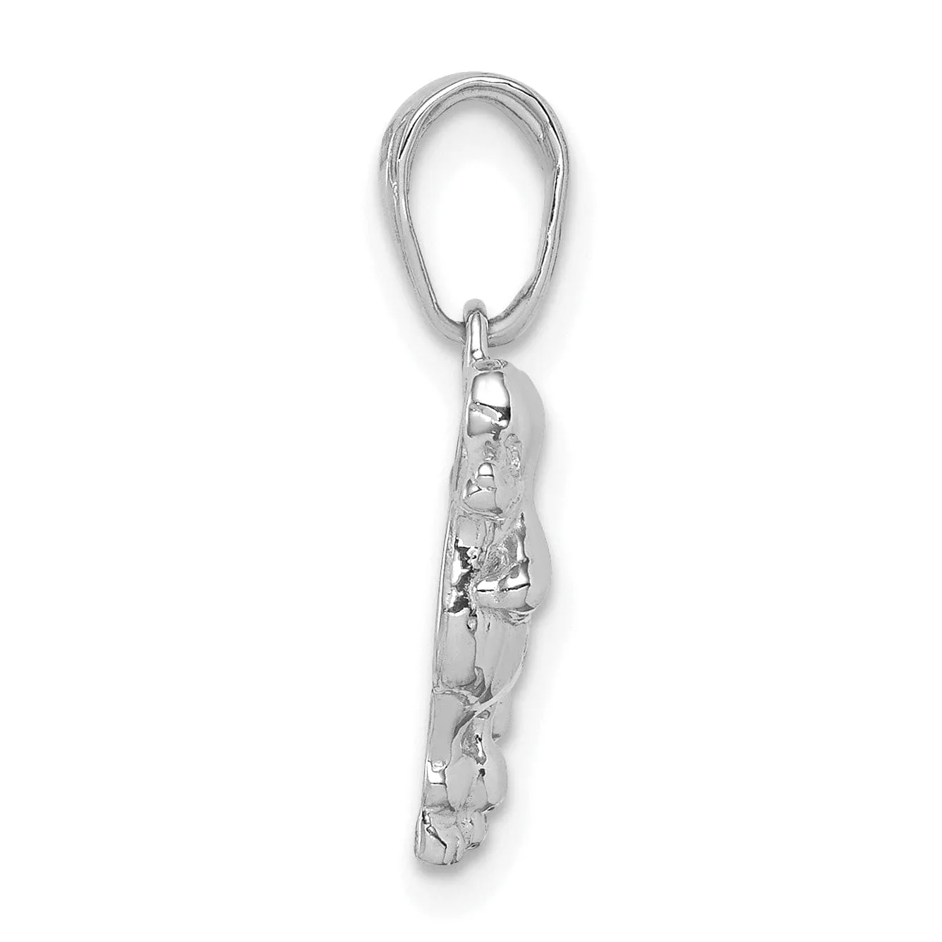 14k White Gold Open Back Solid Textured Polished Finish Poodle Dog Charm Pendant