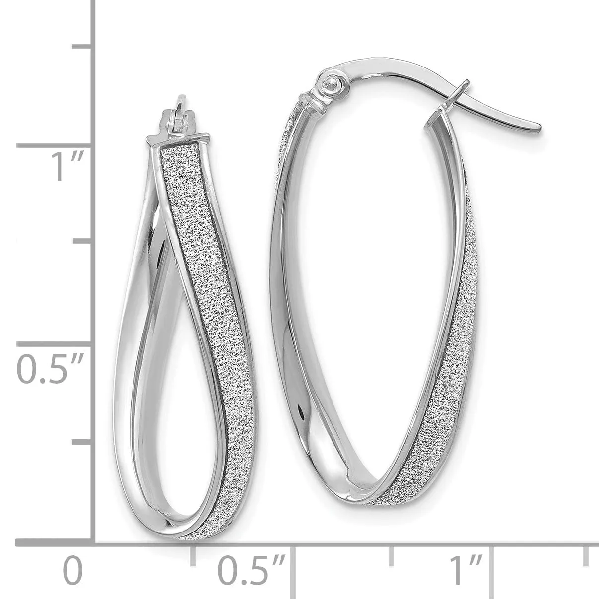 14k White Gold Oval Hoop Earrings