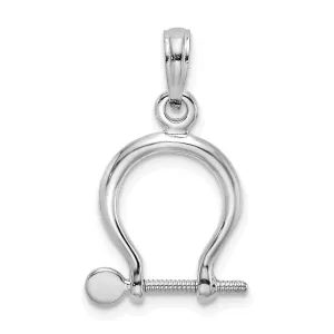 14K White Gold Polished Finish 3-D Small Ship Shackle Link Screw Charm