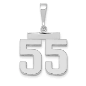 14k White Gold Polished Finish Medium Size Number 55 Charm Pendant