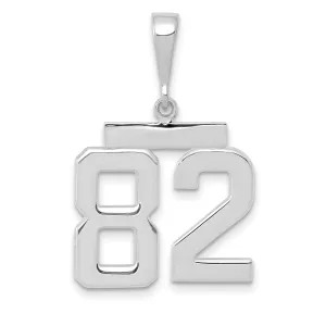 14k White Gold Polished Finish Medium Size Number 82 Charm Pendant