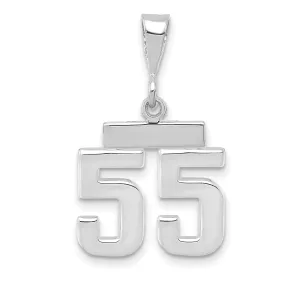 14k White Gold Polished Finish Small Size Number 55 Charm Pendant