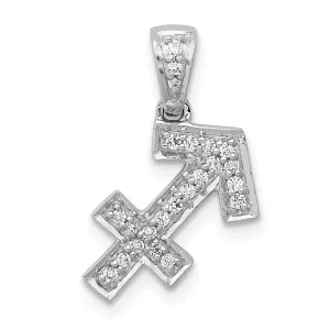 14k White Gold Polished Finish with Diamonds Sagittarius Zodiac Charm Pendant