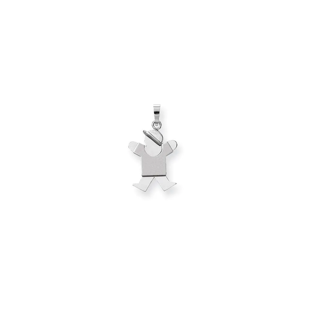 14k White Gold Polished Small Boy With Hat Joy Cha