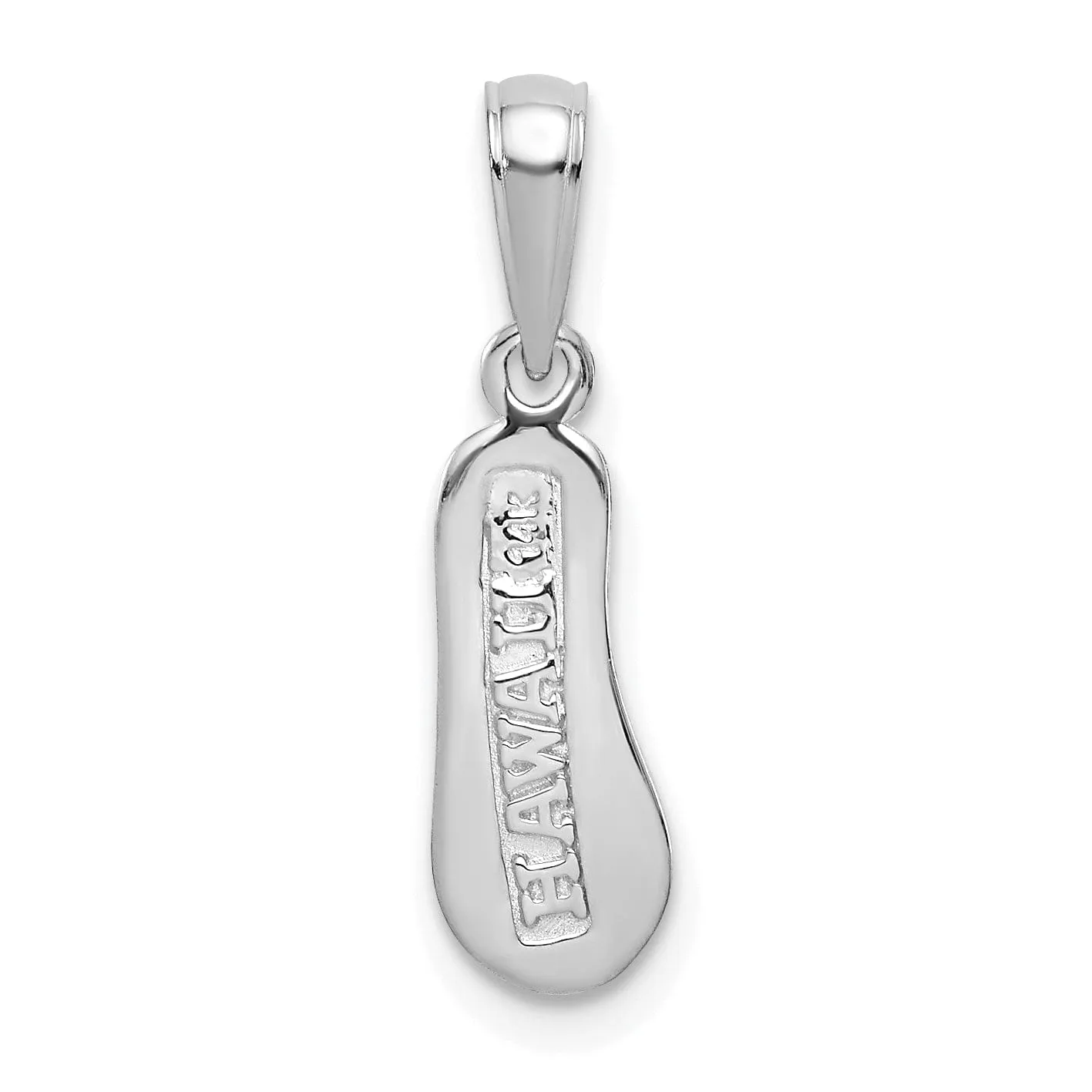 14k White Gold Polished Textured Finish 3-Dimensional HAWAII Flip-Flop Sandle Charm Pendant