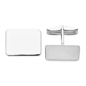 14k White Gold Rectangular Design Cuff Links