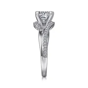 14K White Gold Round Bypass Diamond Engagement Ring-NAOMI