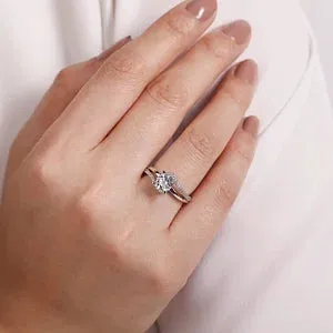 14K White Gold Round Bypass Diamond Engagement Ring-NAOMI