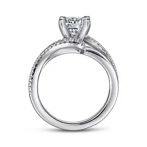 14K White Gold Round Bypass Diamond Engagement Ring-NAOMI